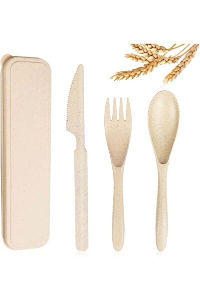 Generic MunKan Reusable Travel Utensils Set with Case, Wheat Straw Portable K...