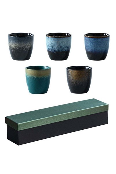 Generic 5-Piece Handmade Ceramic Espresso Coffee Cup Set 150ml – Multicolor G...