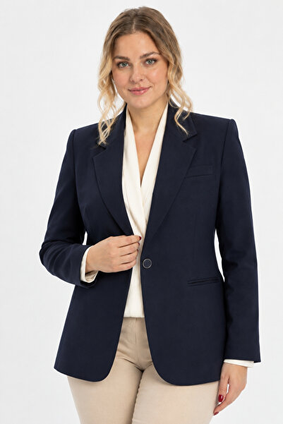 SİZ Lacivert Kadın Büyük Beden Blazer Ceket