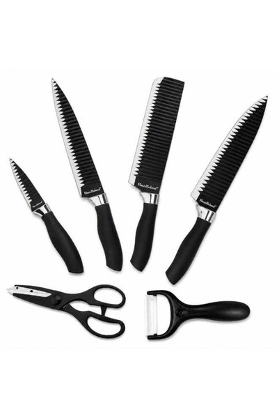 Generic Haus Roland 6 Piece Kitchen Knife Set, Stainless Steel Non Stick Blac...