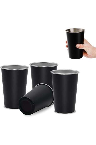 Generic 4 Pack Stainless Steel Pint Cups – 500ml / 16oz Stackable Reusable Cu...