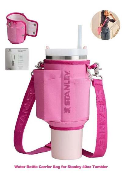 Generic Water Bottle Carrier Bag with Phone Pocket for Stanley Cup 40 oz, Wat...