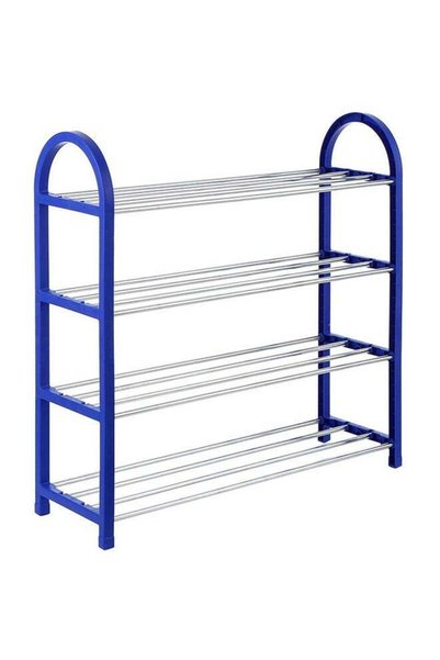 Generic 4-Tier Shoe Rack Storage Organizer Blue/Silver 58cm
