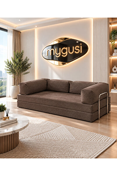Mygusi Sorena 200 cm Fitilli Kadife Yataklı Kanepe & Dinlenme Koltuğu - Kahve...