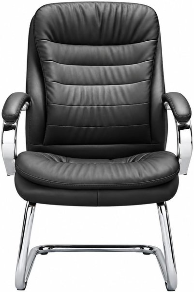 THE RED CREW TANGO-V Executive Visitor Chair, High Back PU Leather Office & Meeting Chair, High-Density Foam, Padded Chrome Armrests, 2mm Chrome Cantilever Base, Black, 2 Years