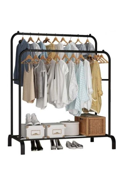 Generic The Clothes Organizer And Holder Metal Stand Black 110*54*150(132)
