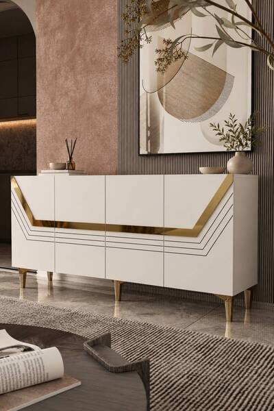 Dekortis Home Dekor 150DHDK9BA HELEN PLEKSİ LAZER DESEN KONSOL TV SEHPASI BEY...