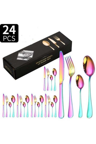 Generic 24-Piece 1010 Stainless Steel Cutlery Set – Steak Knives, Forks & Spo...