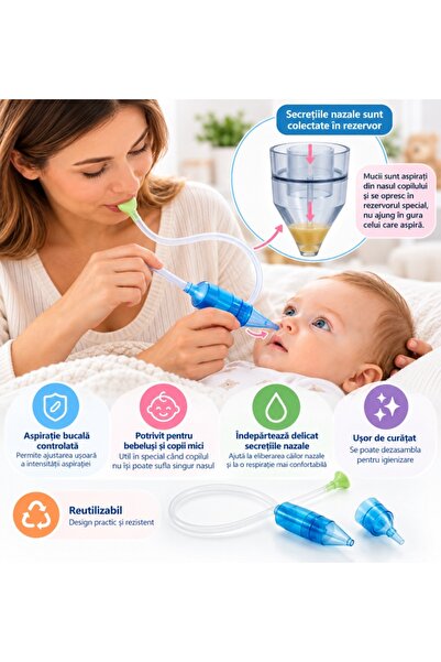 Nanny Nasal aspirator for babies and children, with oral suction, reusable, w...