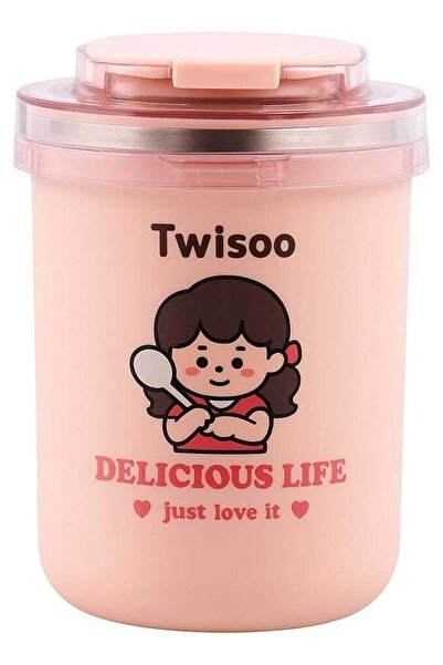 Generic Twisoo "500ml Portable Stainless Steel Soup & Breakfast Cup – Cartoon...