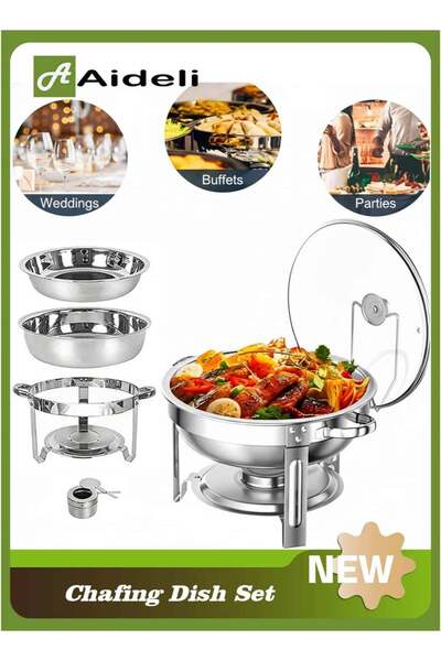Generic Stainless Steel Chafing Dish Buffet Set 4.5L Food Warmer with Lid and...