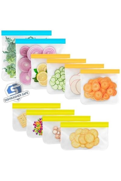 Generic Reusable Storage Bags 10 Dishwasher Safe Reusable Storage Bags Leakpr...