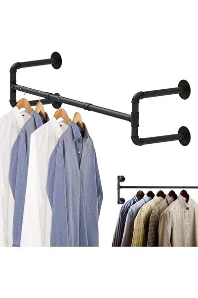 Generic Industrial Pipe Clothes Rack Wall Mounted,Iron Hanging Garment Bar wi...