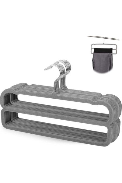 Generic 10 Pack Velvet Pants Hangers with Double Non Slip Bar - Multiple Velv...