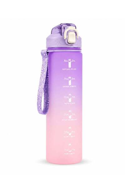Generic 1000ML Sports Water Bottle with Straw, Time Marker, Leakproof Flip To...