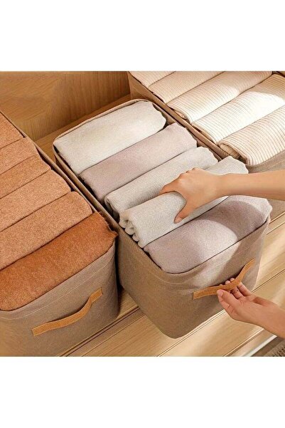 Generic 6 Pcs Cotton Linen Storage Box Foldable Storage Box With Cotton Handl...