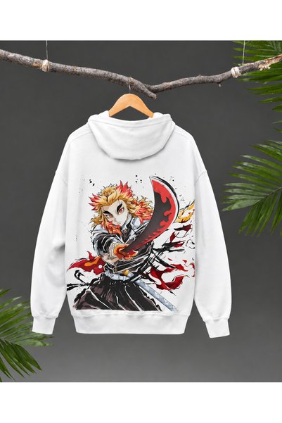 Nulivez Rengoku Kyojuro Anime Printed Hoodie – Demon Slayer Oversize Unisex S...