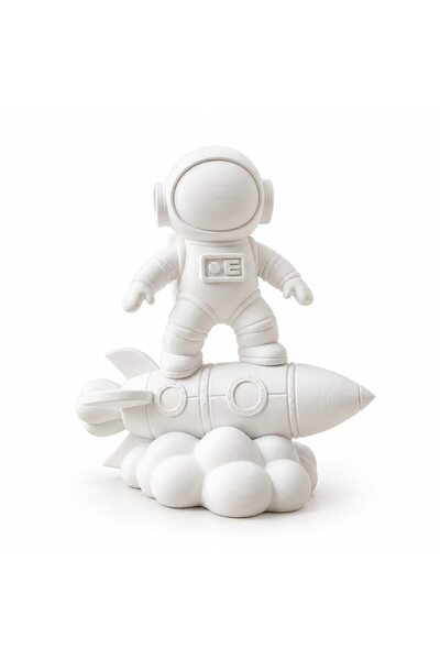 OEM Figurină decorativă astronaut pe rachetă, design spațial 3D, albă