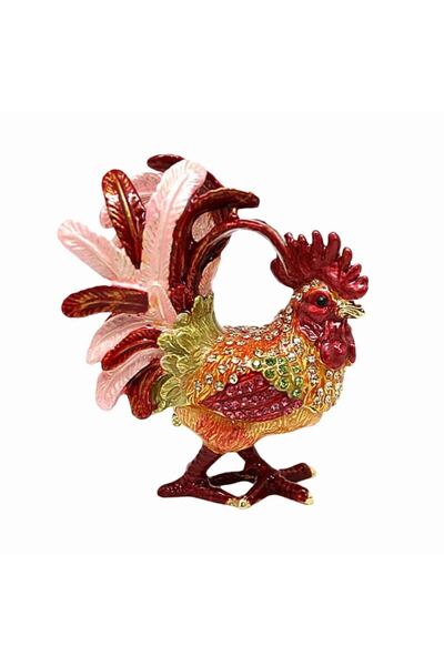Generic Mini Enamel Rooster Hinged Trinket Box Small Bling Treasure Box- Mult...