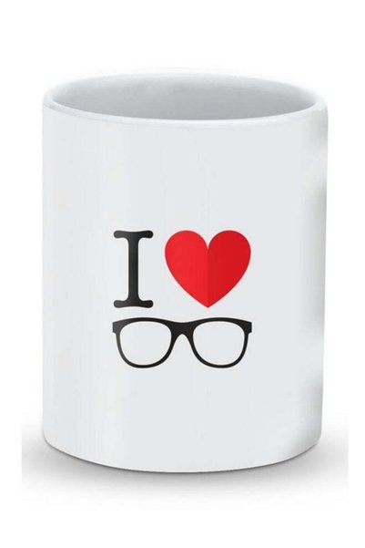 Generic Premium I Love Glasses Designer Mug White/Red
