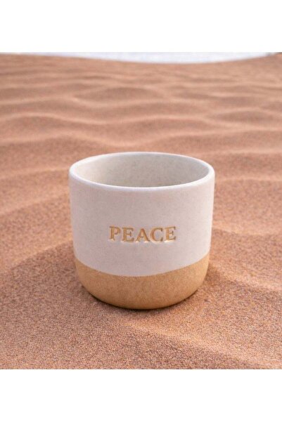 Generic Tohfa Luxe Handcrafted Ceramic Cup – “Peace ” Gold Engraved – 175 ml