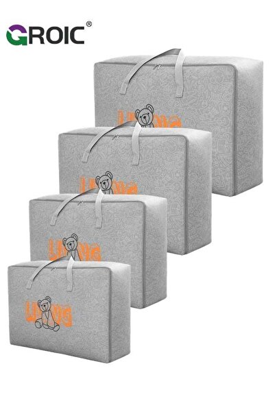 Generic 4PCS Storage Bags, Large Canvas Clothes Storage Bags with Zippers and...