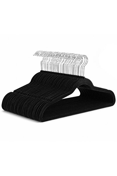Generic Slim Velvet, Non-Slip Suit Clothes Hangers, Black/Silver Velvet Cloth...