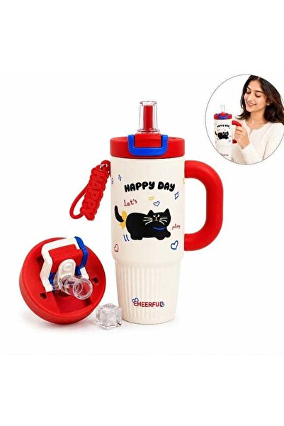 Generic Kids Stainless Steel Insulated Tumbler with Handle & Straw, 800ml Vac...