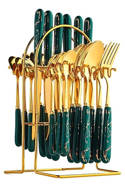 Generic 24-Piece Luxury Ceramic Stainless Steel Tableware Set, Including Kniv...