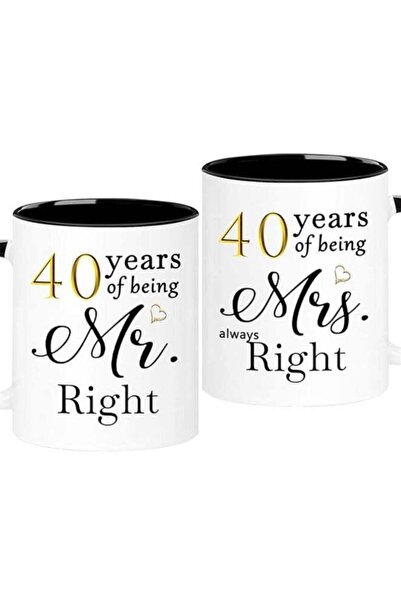 Generic 40 Year Anniversary Coffee Mugs Set of 2, 40 Years of Being Mr Right/...
