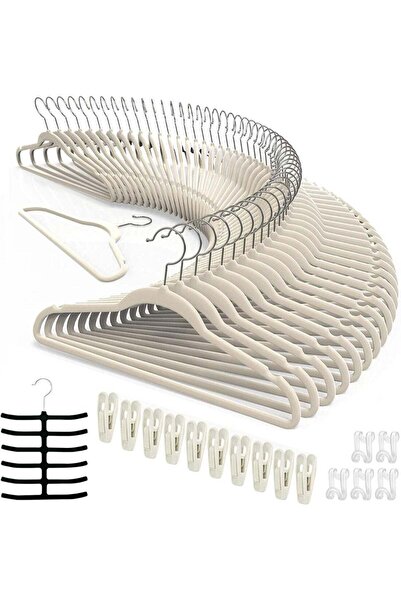 Generic Clothes Hangers 50 Pack Velvet Ultra Thin Space Saving Coats Clothes ...