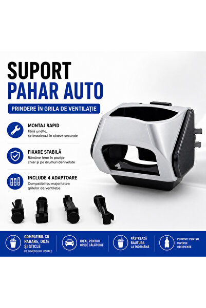 PARADOX SINCE 1992 Car cup holder with ventilation grille attachment GREY