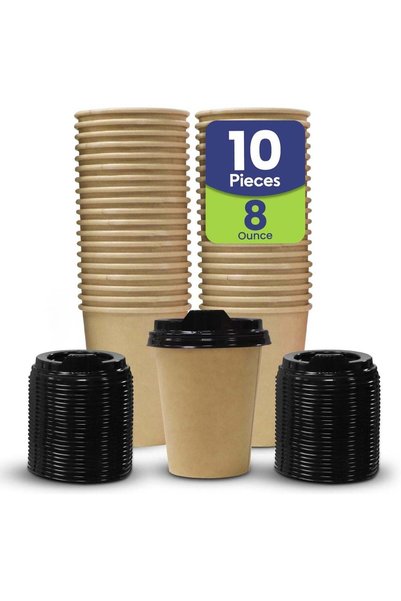 Generic SNH Packing 8 oz (Pack of 10) Heavy Duty Disposable Coffee Paper Cup ...