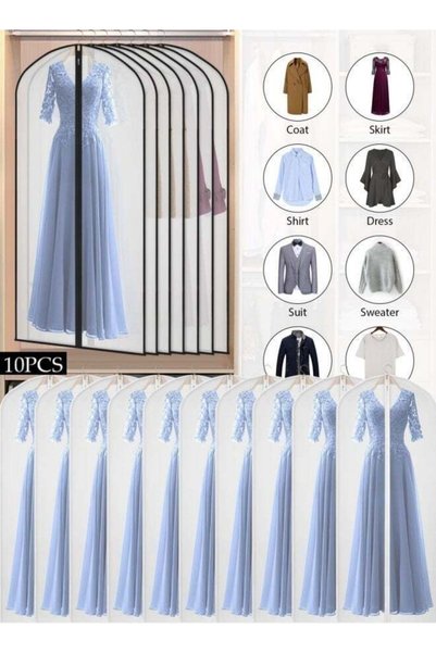 Generic 10-Pack Hanging Garment Bags for Closet Storage - Clear PEVA Suit Cov...