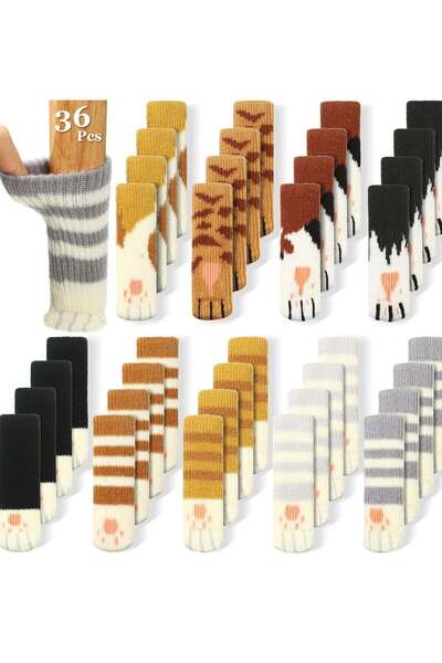 Generic Chair Leg Socks, 36 Pieces Cat's Paw Furniture Socks Non-slip Chair a...