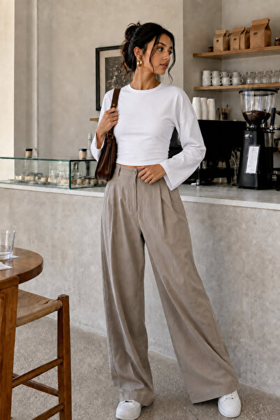 COMBİNE MİCHAİL White Crew Neck Basic Women's Top
