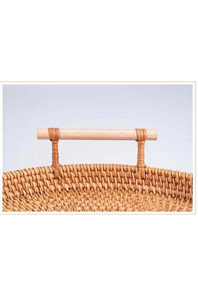 Generic Round Rattan Tray Wicker Tray with Strong Base, Cute Country Style De...