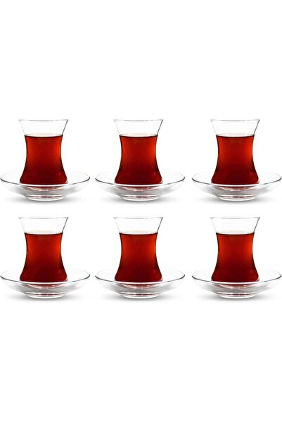 Generic ums Turkish Tea Glass Set - 6 Saucers 6 Glasses, Useful Tea Set, Set ...