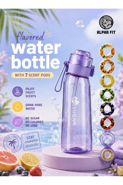 Generic Alpha Fit 650ml Flavored Water Bottle with 7 Scent Pods – BPA-Free Tr...