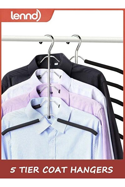 Generic Space Saving 6 Tier Coat Hangers - Non Slip Foam Padded, Black Metal ...