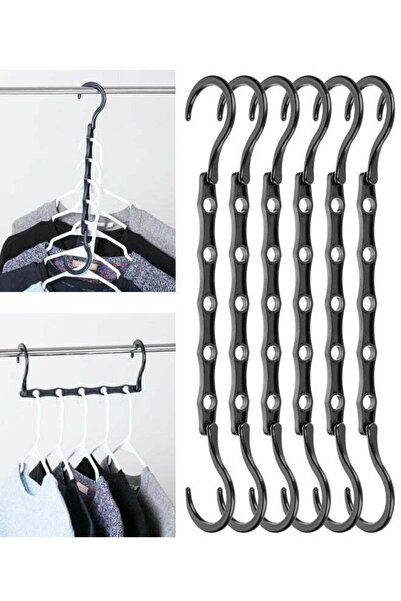 Generic 6 Pack Black Space Saving Hangers, Magic Closet Organizers for Clothes
