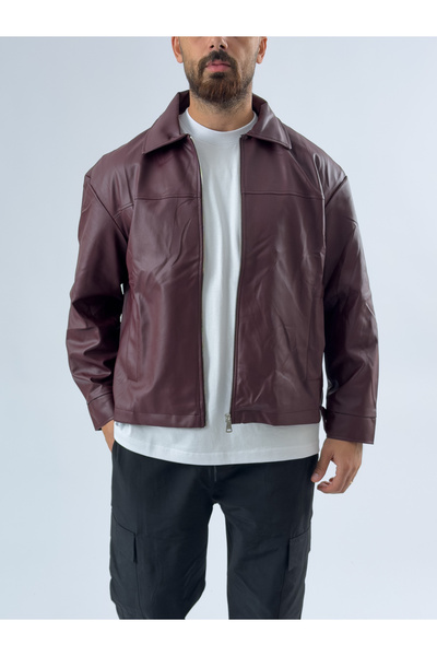 COCOPELLI Burgundy leather men's jacket coc3491