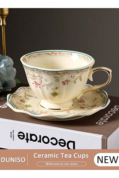 Generic Ceramic Tea Cups and Saucers Set, Porcelain Tea Set for Tea Party, Af...