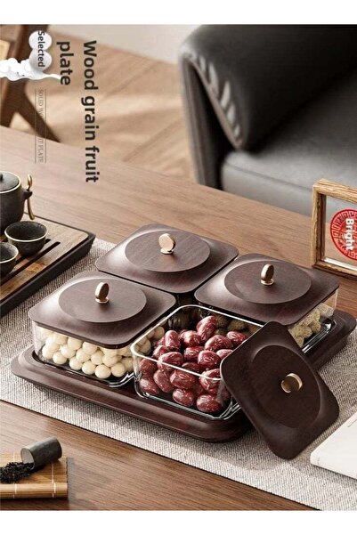 Generic Wood grain fruit plate, nuts container dried fruit nut candy plate Ca...