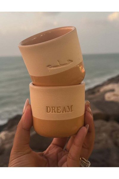 Generic Handcrafted Ceramic Cup – “Dream” (English & Arabic) – 175 ml