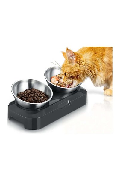 Generic Raised Cat Bowl with Stainless Steel, Non-Slip Silicone Mat & Raised ...