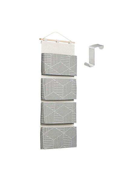 Generic Over Door Hanging Storage Organizer with Four Large Linen Cotton Pock...