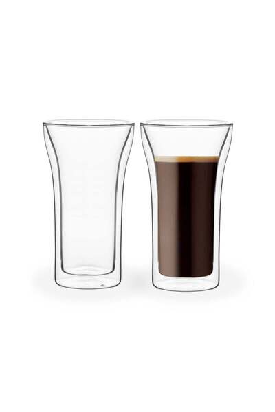Generic 400ml Clear Double Wall Borosilicate Glass Tumbler Set 2 Piece Insula...