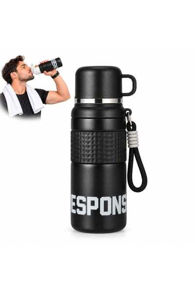 Generic Twisoo 1000ml Insulated Stainless Steel Travel Flask with Mug Cap
