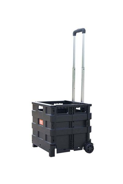 Generic Two Wheeled Folding Shopping Bag Cart Black 14x44x3.56cm
